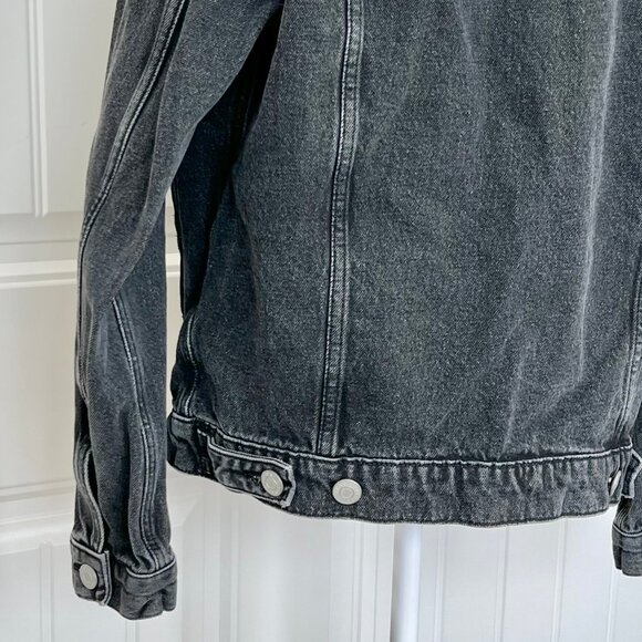 PACSUN Black Classic Hooded Trucker Denim Coat Jacket Men's/Unisex Small - Picture 9 of 12